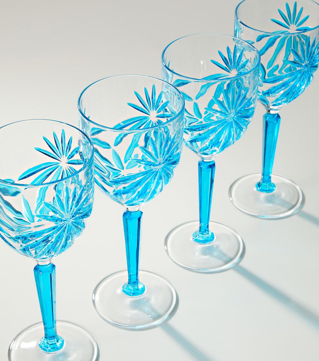 Les Ottomans Set of 4 Crystal Wine Glasses Blue
