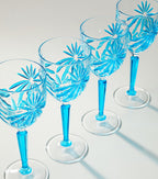 Les Ottomans Set of 4 Crystal Wine Glasses Blue