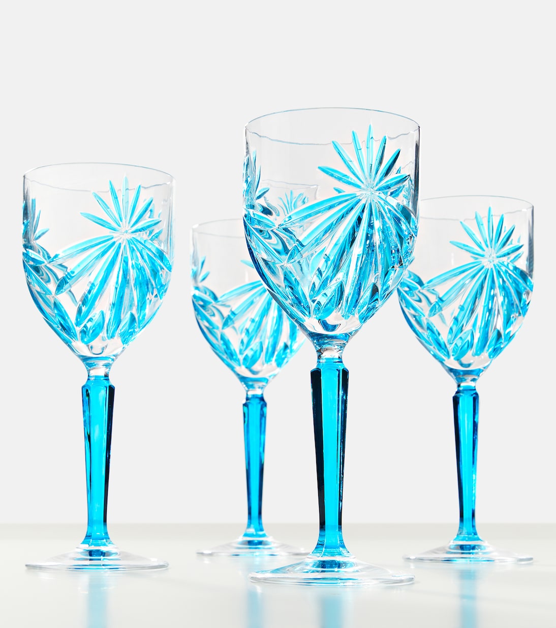 Les Ottomans Set of 4 Crystal Wine Glasses Blue