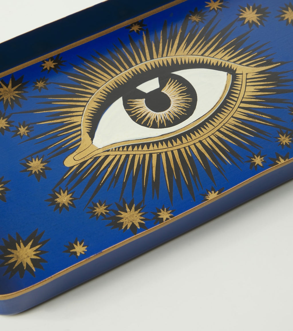 Hand-Painted All Seeing Eye Iron Tray Blue