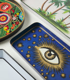 Hand-Painted All Seeing Eye Iron Tray Blue