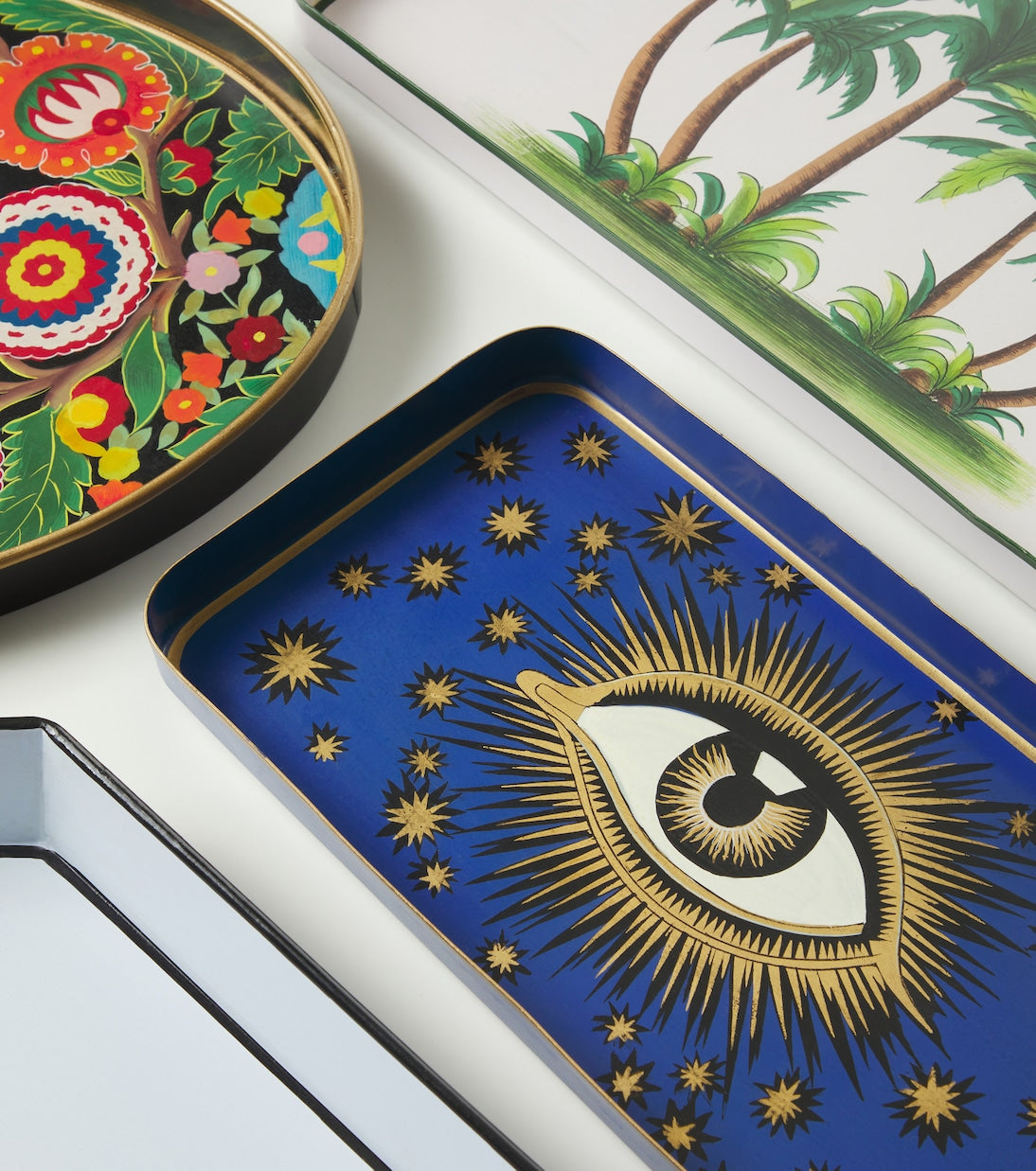 Hand-Painted All Seeing Eye Iron Tray Blue