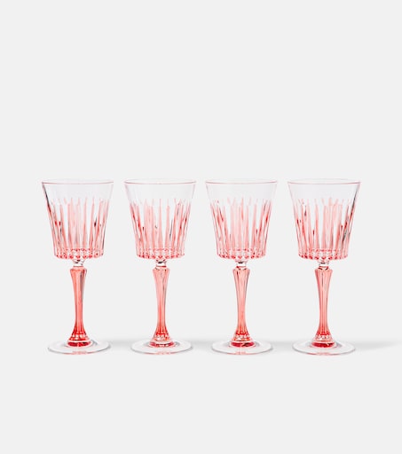 Set of 4 Striped Crystal Wine Glasses