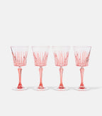 Set of 4 Striped Crystal Wine Glasses