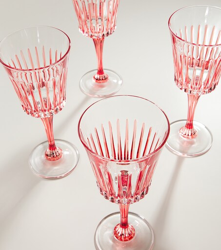 Set of 4 Striped Crystal Wine Glasses