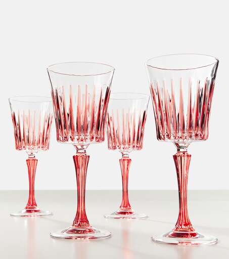 Set of 4 Striped Crystal Wine Glasses