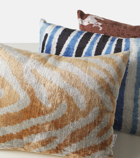 Les-Ottomans Striped Silk Cotton Velvet Cushion