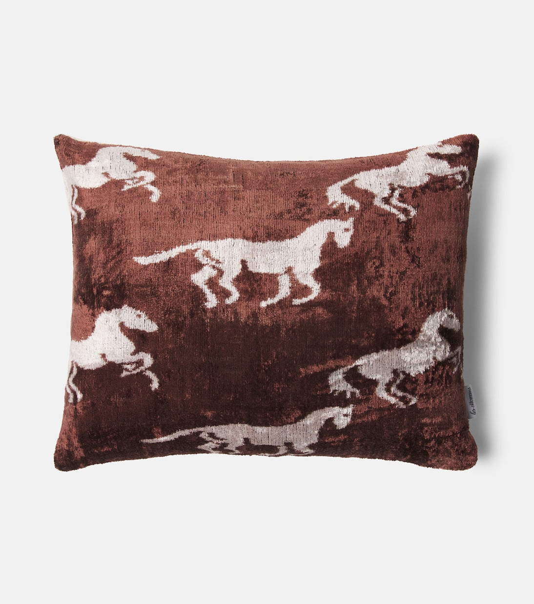 Les-Ottomans Silk and Cotton Velvet Cushion Brown