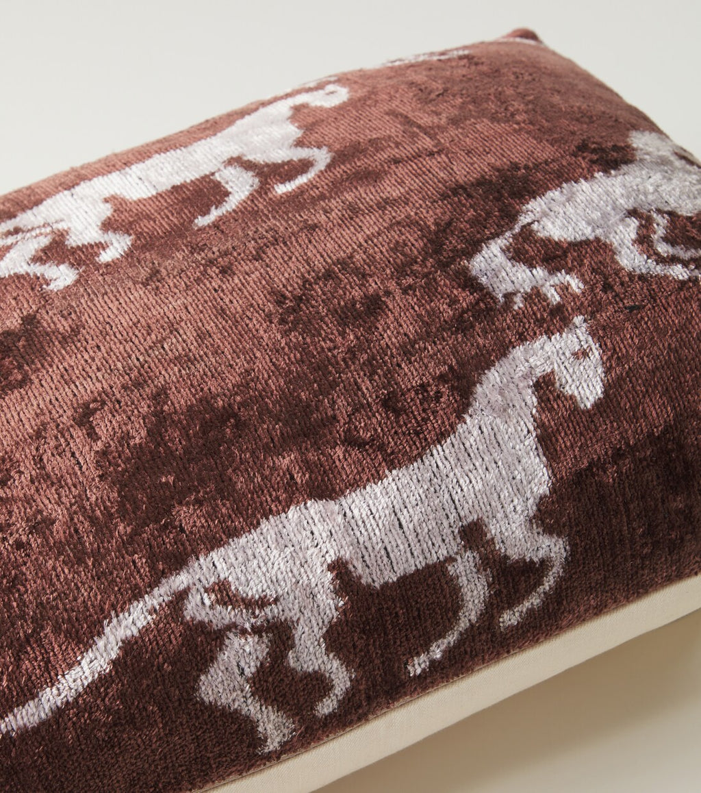 Les-Ottomans Silk and Cotton Velvet Cushion Brown