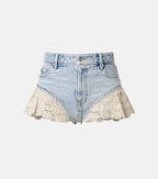 Frame Crochet Denim Shorts