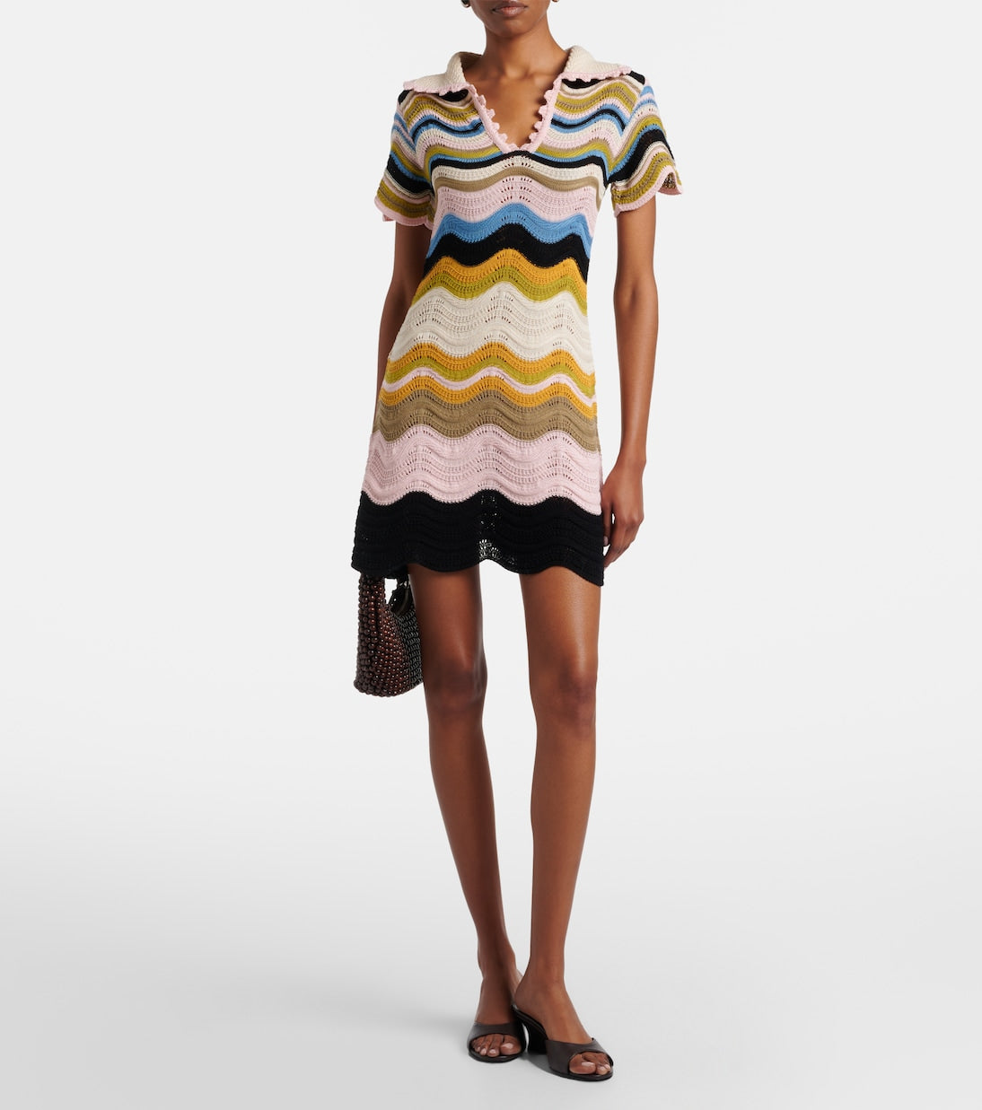 Chevron Crochet Cotton Polo Dress