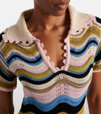 Chevron Crochet Cotton Polo Dress