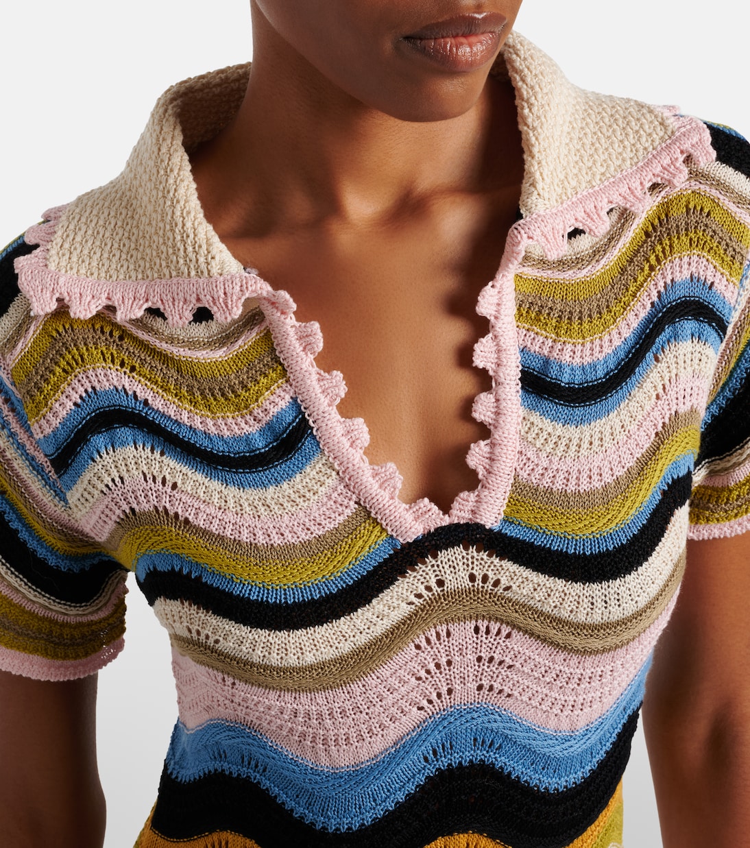 Chevron Crochet Cotton Polo Dress
