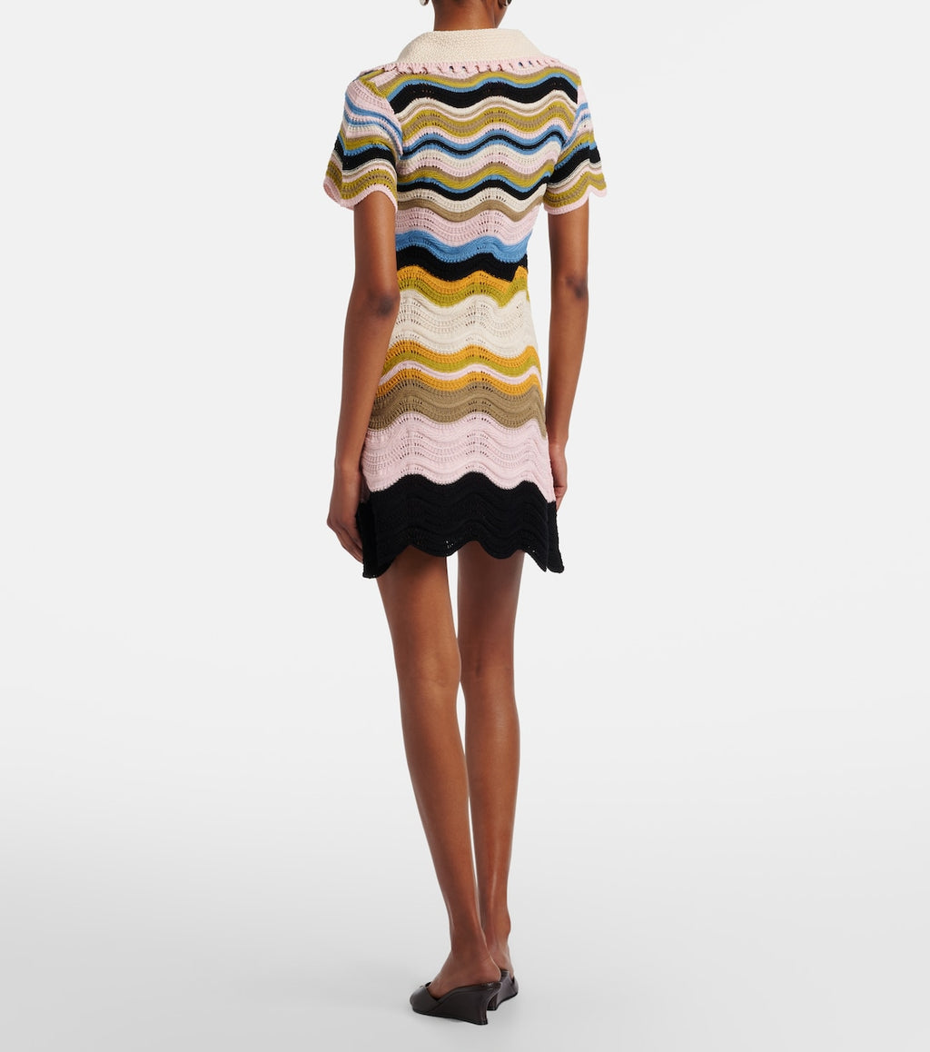 Chevron Crochet Cotton Polo Dress