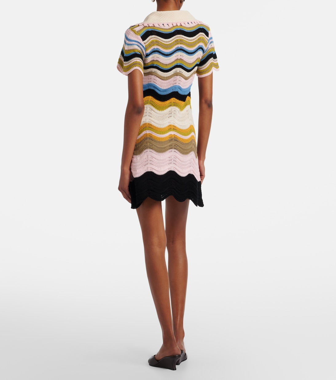 Chevron Crochet Cotton Polo Dress