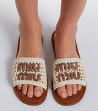 Miu Miu Leather-Trimmed Crochet Slides