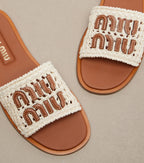 Miu Miu Leather-Trimmed Crochet Slides