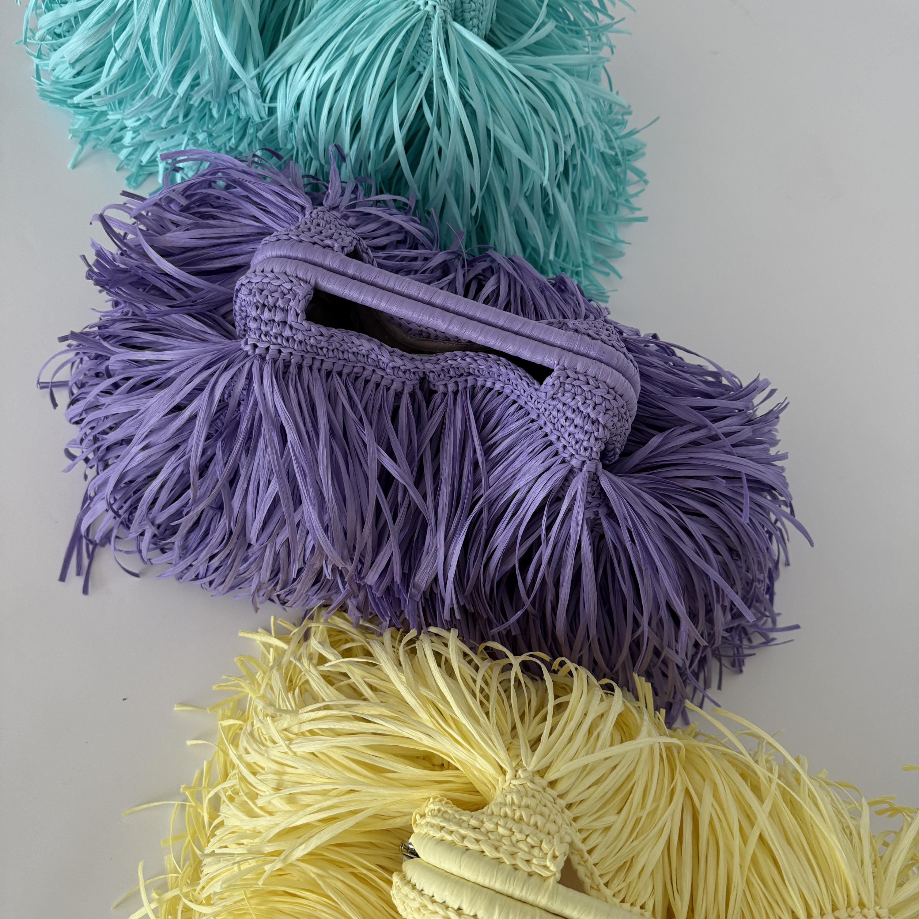 Purple Raffia Tote Bag