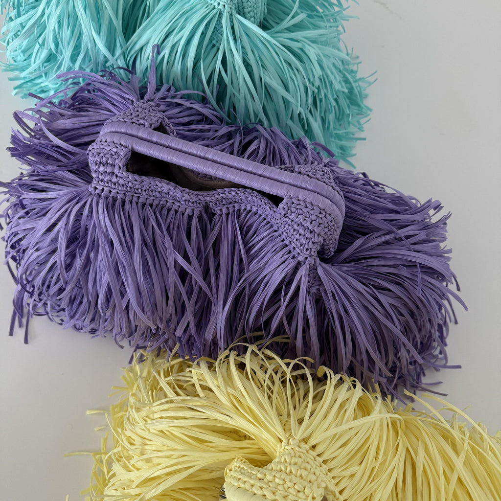 Purple Raffia Tote Bag