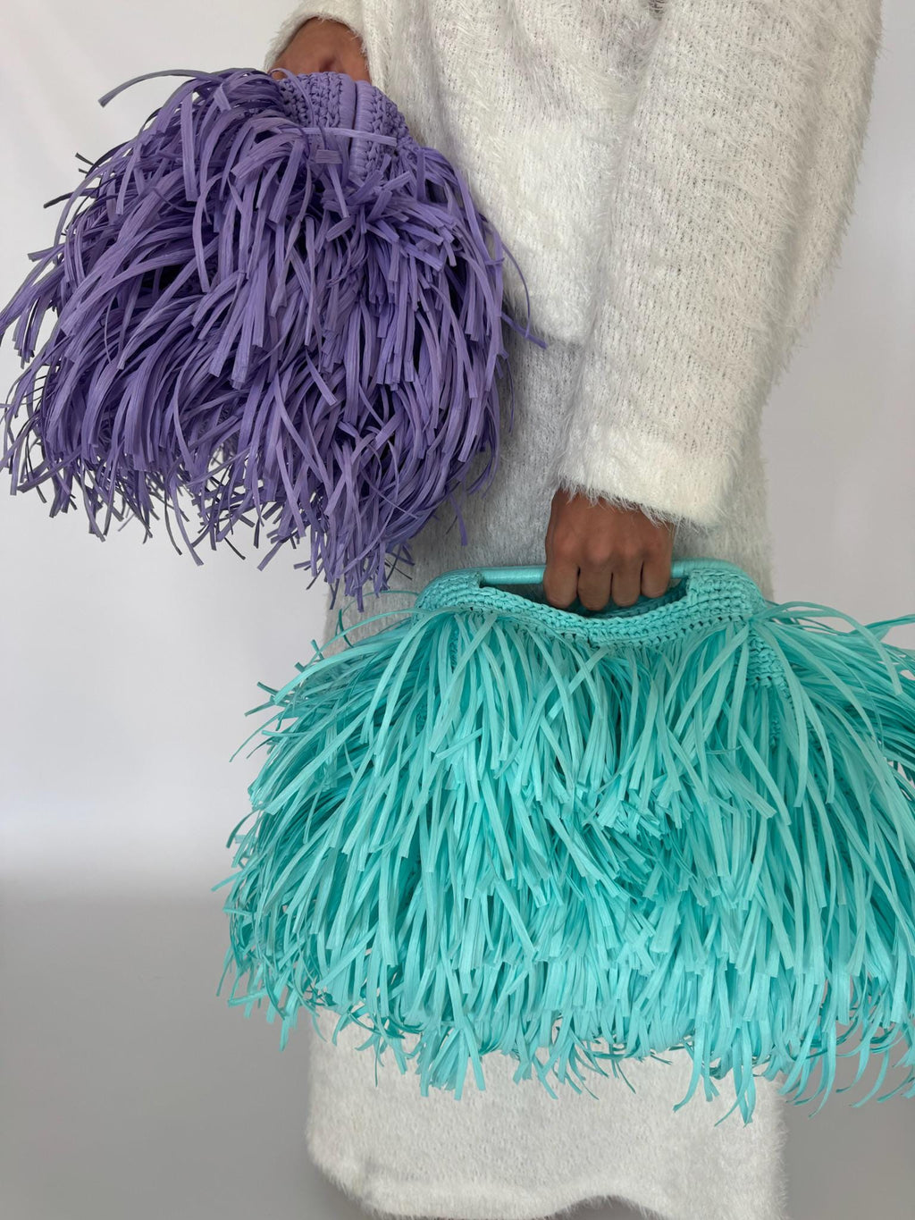 Purple Raffia Tote Bag