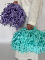 Purple Raffia Tote Bag