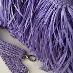 Purple Raffia Tote Bag