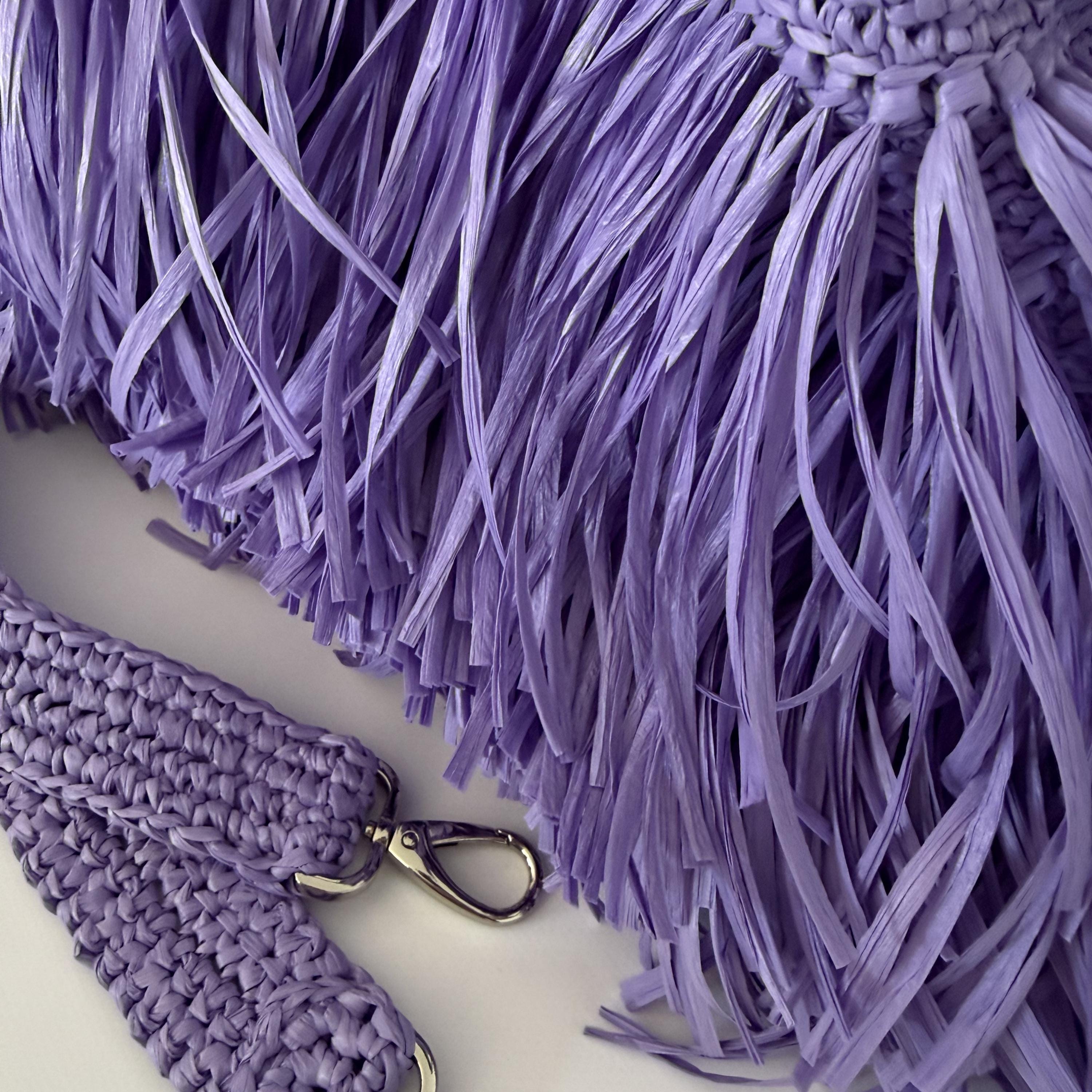 Purple Raffia Tote Bag