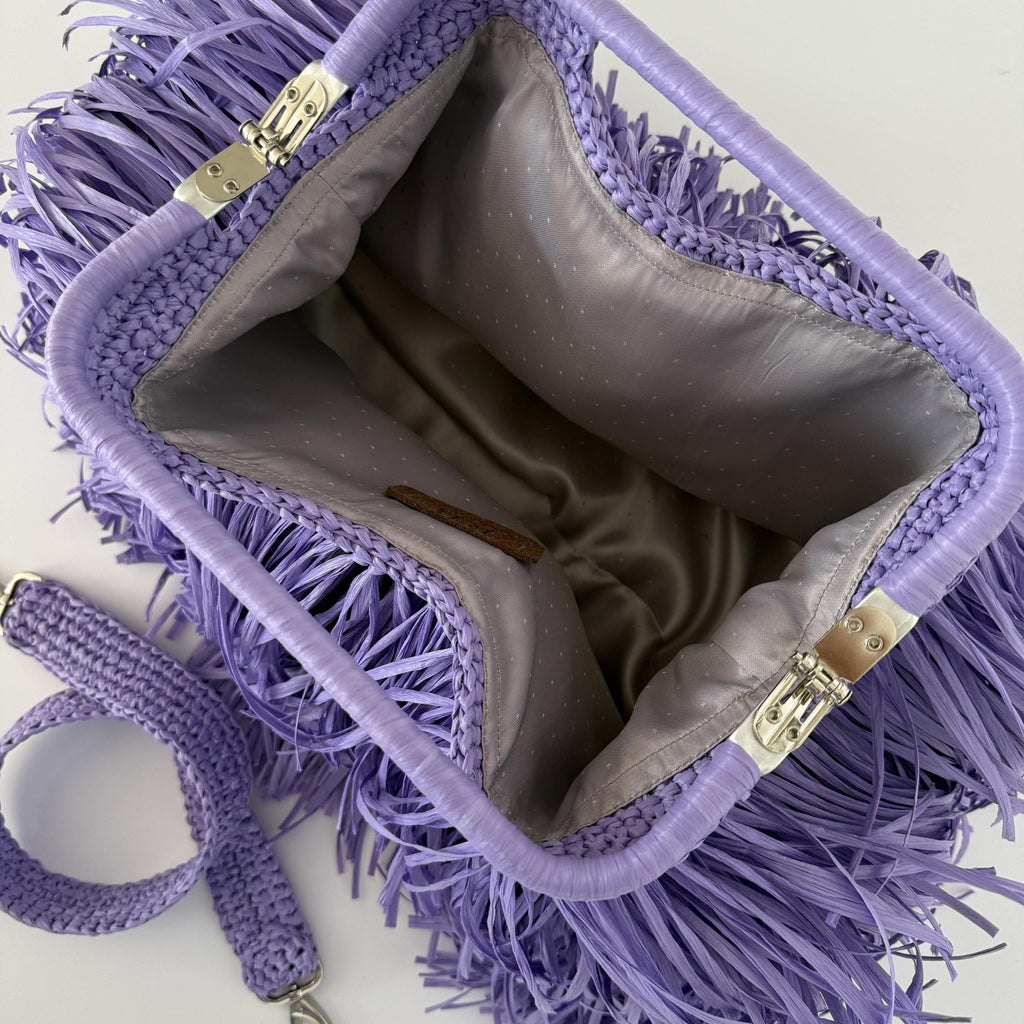 Purple Raffia Tote Bag