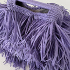 Purple Raffia Tote Bag
