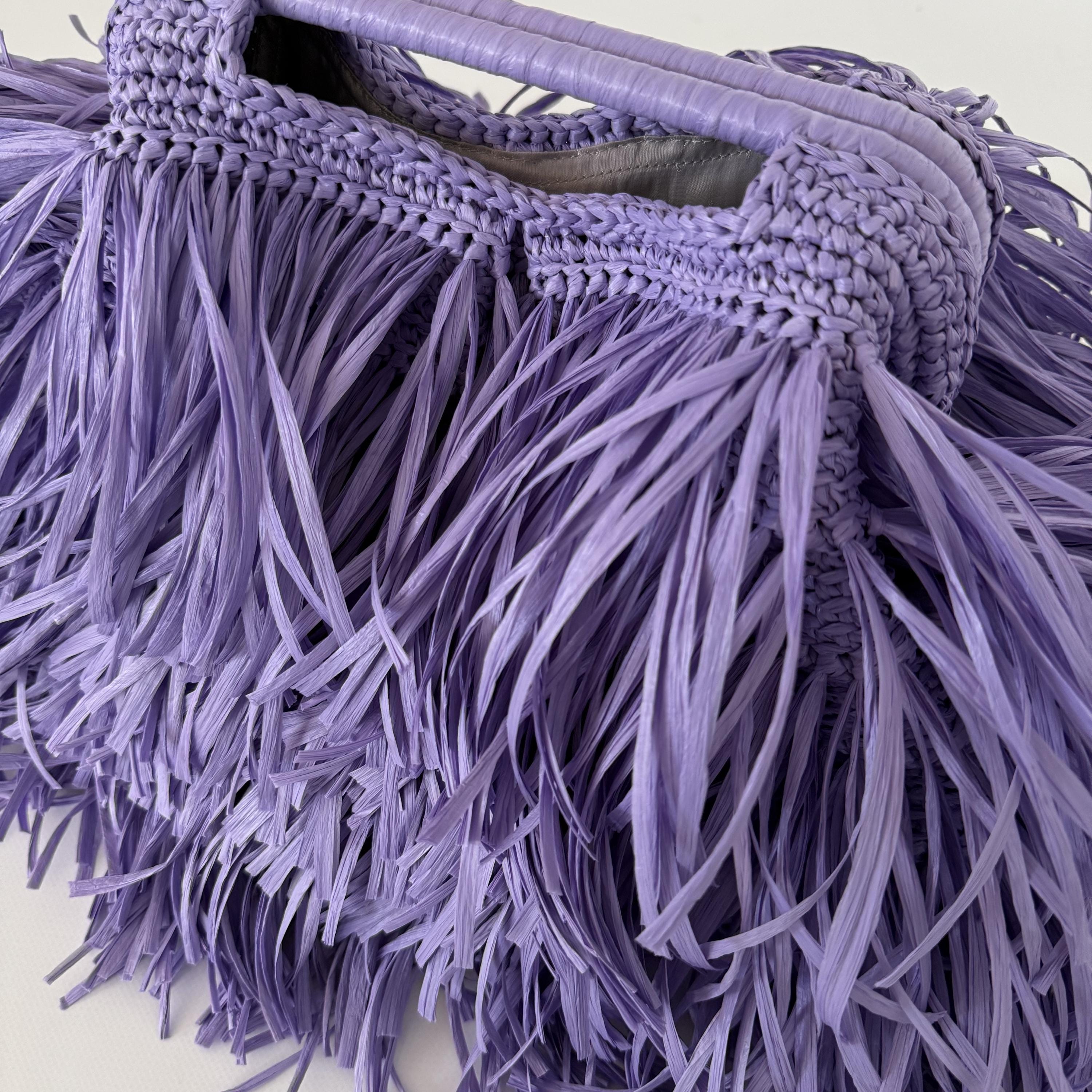 Purple Raffia Tote Bag