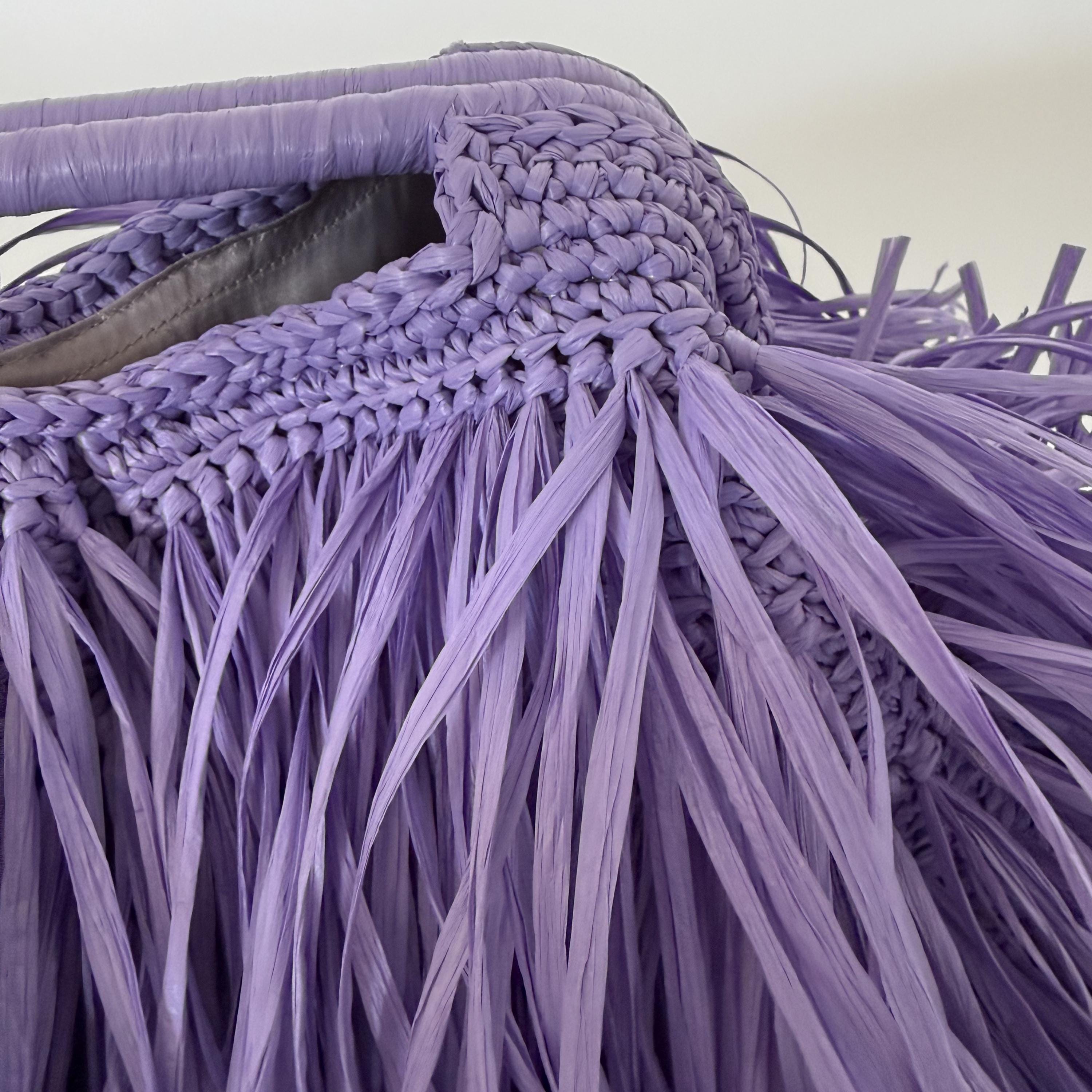Purple Raffia Tote Bag
