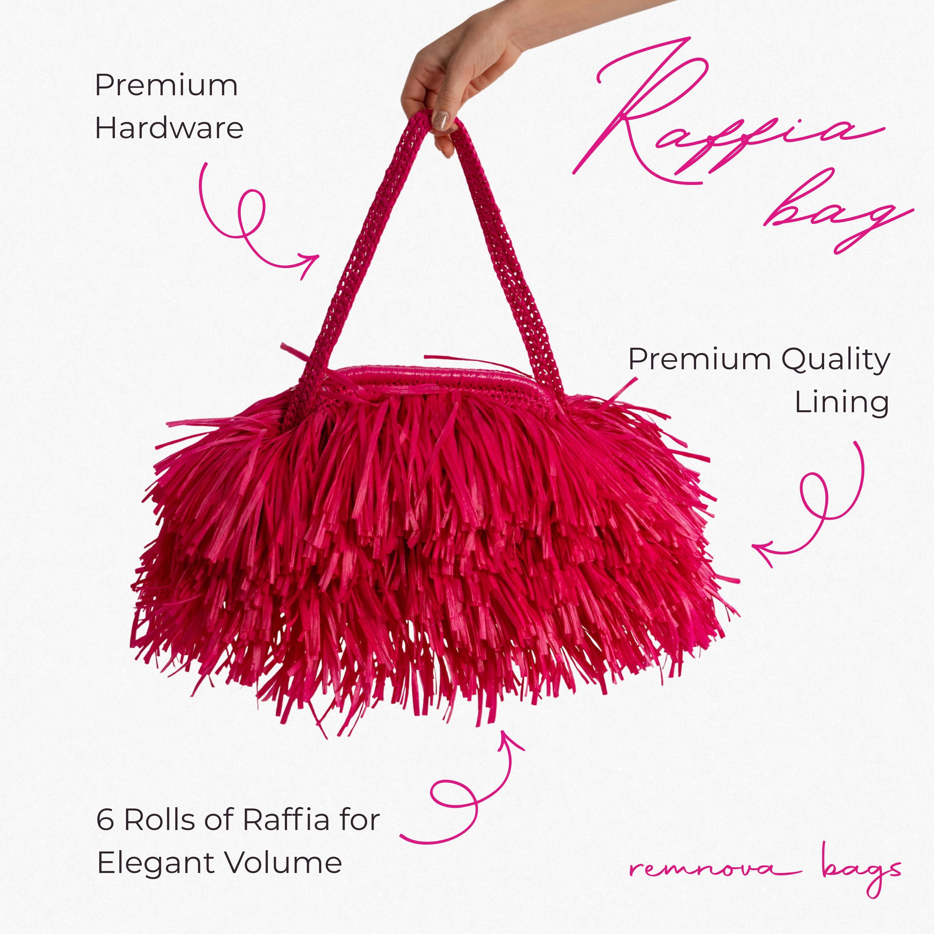 Purple Raffia Tote Bag