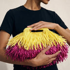 Colorful Fringe Raffia Clutch Bag