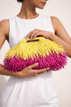 Colorful Fringe Raffia Clutch Bag