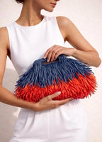 Colorful Fringe Raffia Clutch Bag