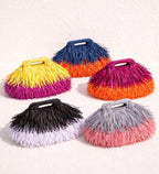 Colorful Fringe Raffia Clutch Bag