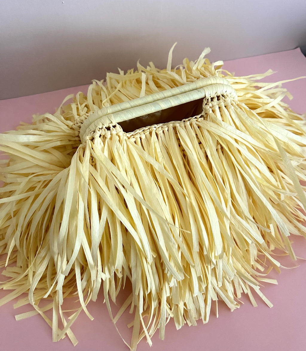 Colorful Fringe Raffia Clutch Bag