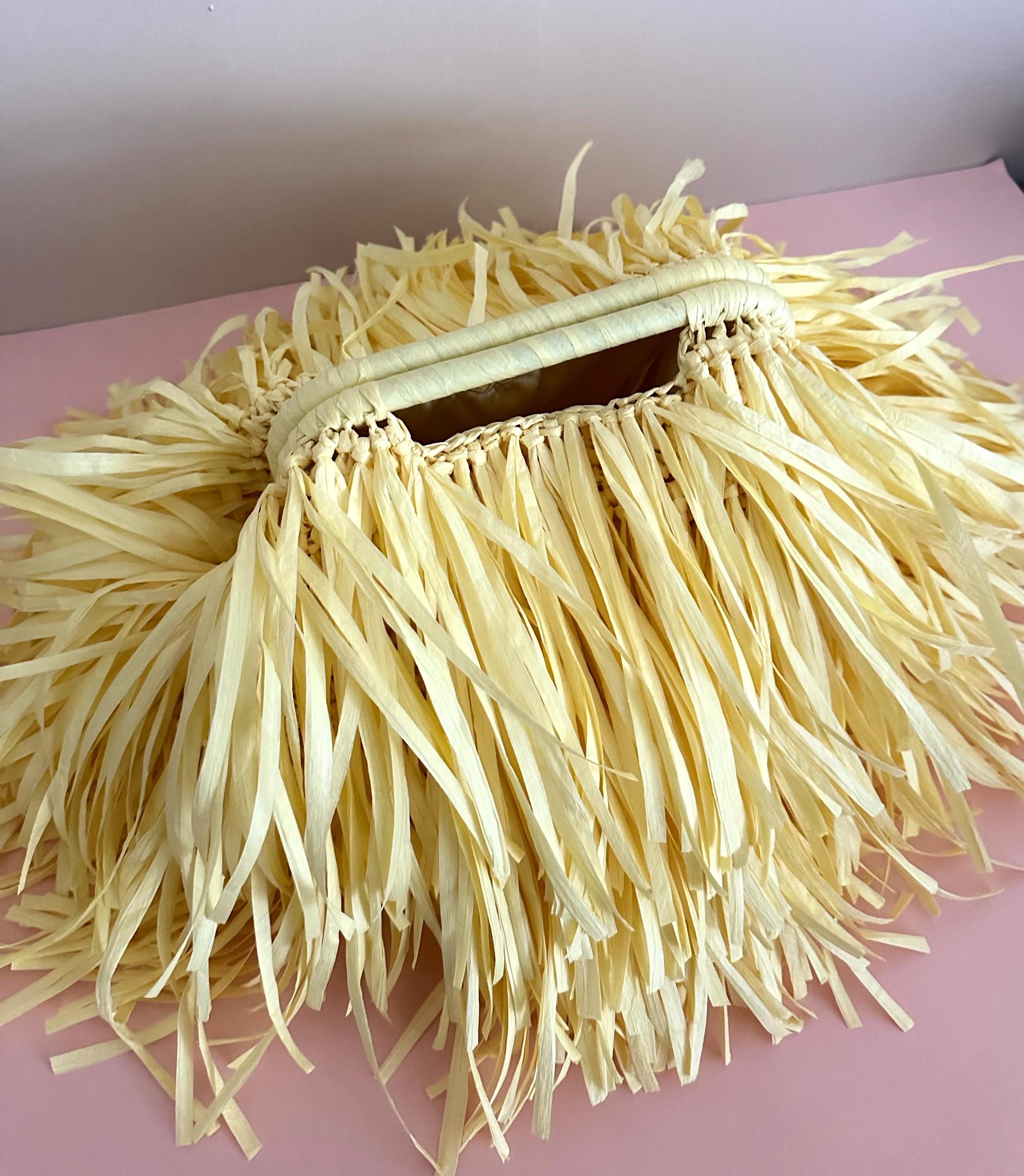 Colorful Fringe Raffia Clutch Bag