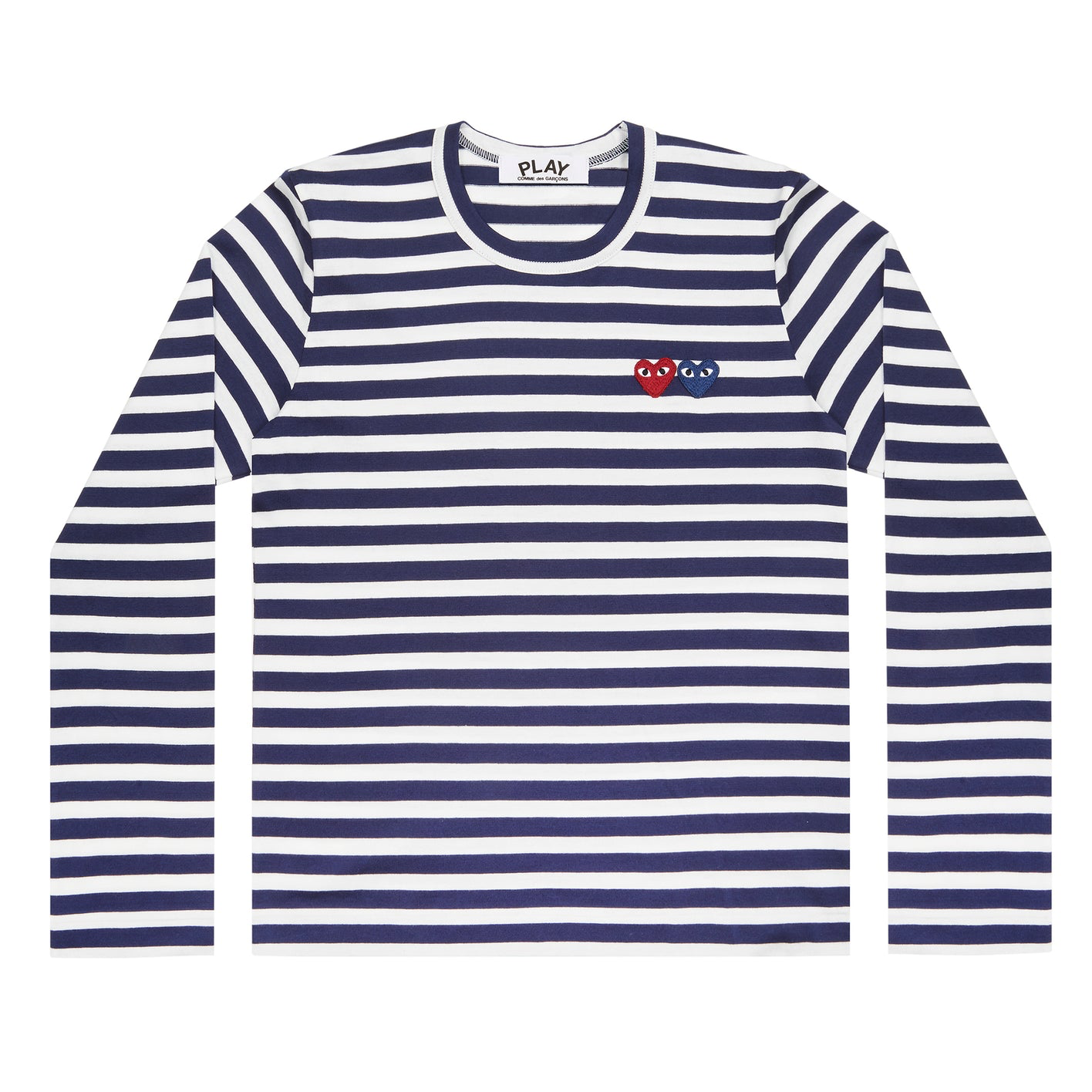 PLAY Comme des Garçons Double Heart Striped Long Sleeve T-Shirt
