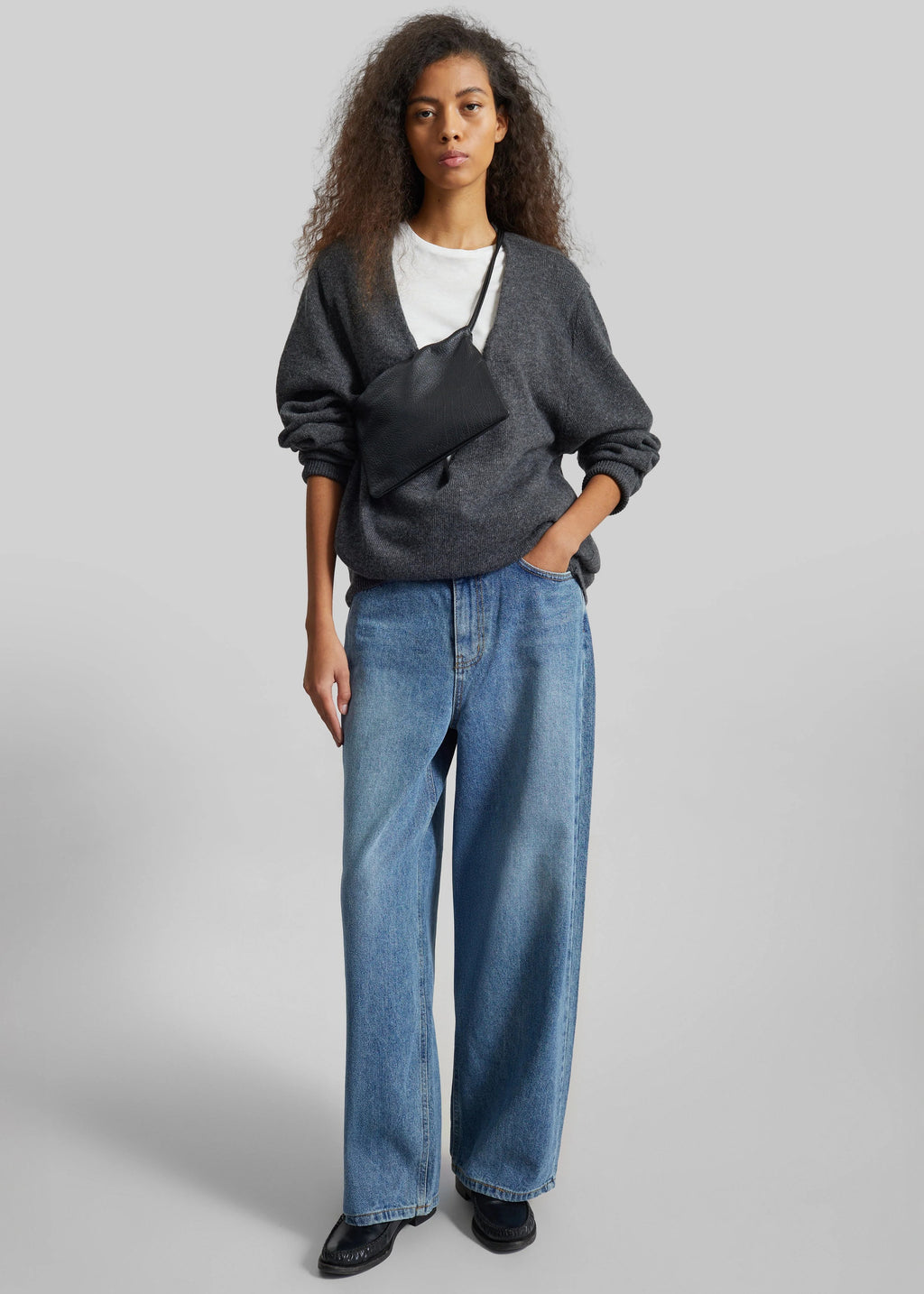 The Frankie Shop Dawson Wide Leg Jeans Medium Wash