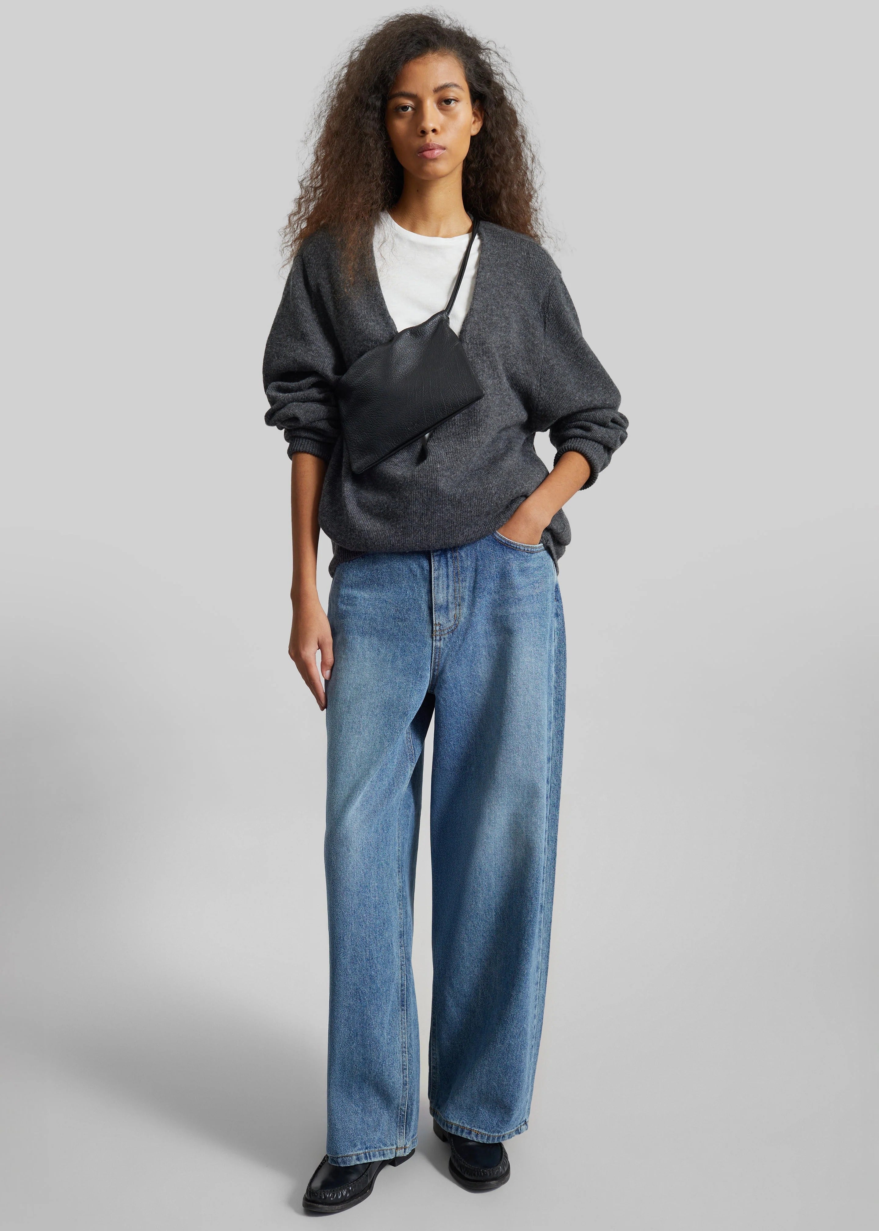 The Frankie Shop Dawson Wide Leg Jeans Medium Wash