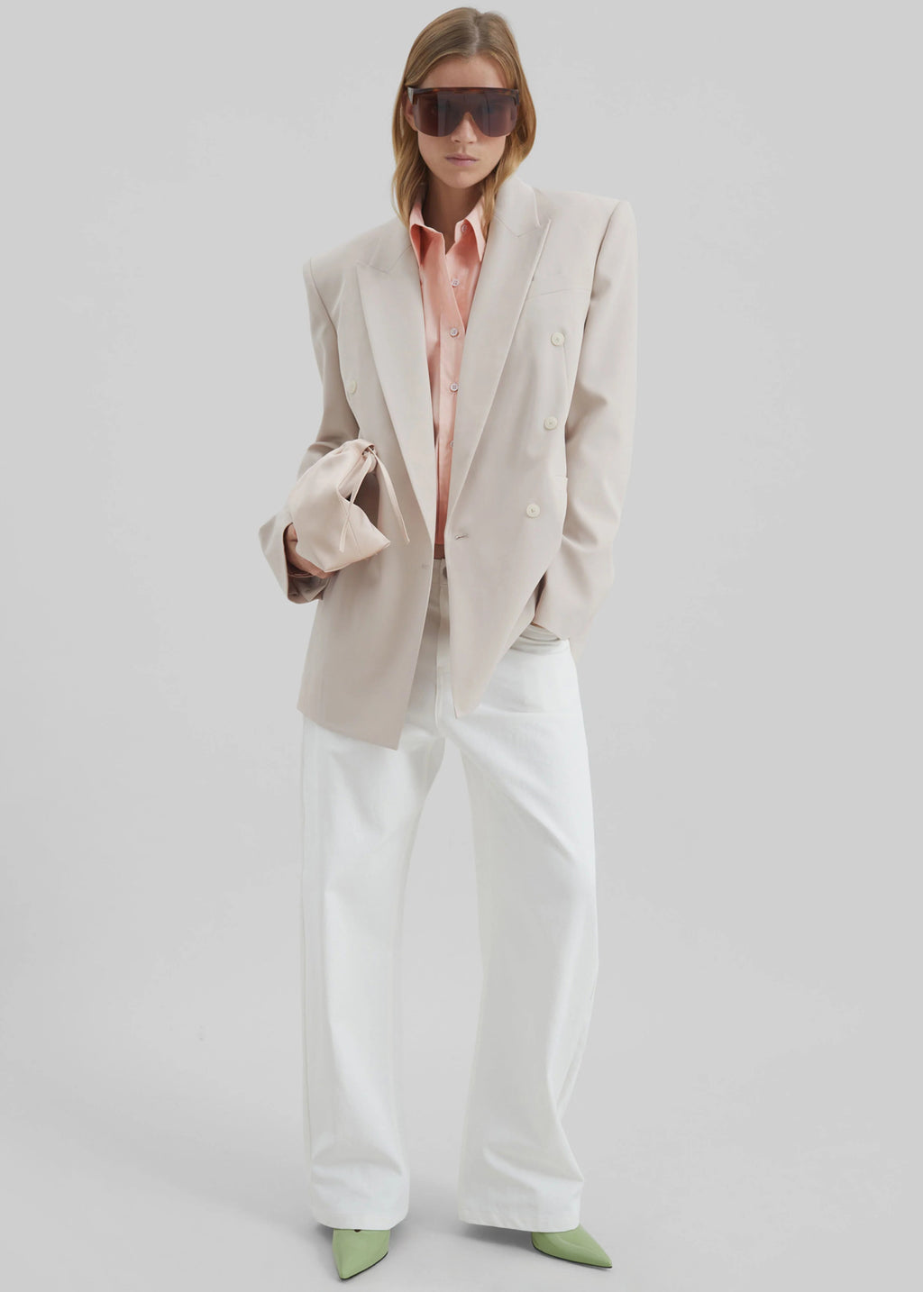 The Frankie Shop Nelton Barrel Leg Jeans White