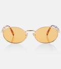 Prada Oval Sunglasses in Gold and Brown