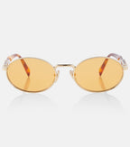 Prada Oval Sunglasses in Gold and Brown