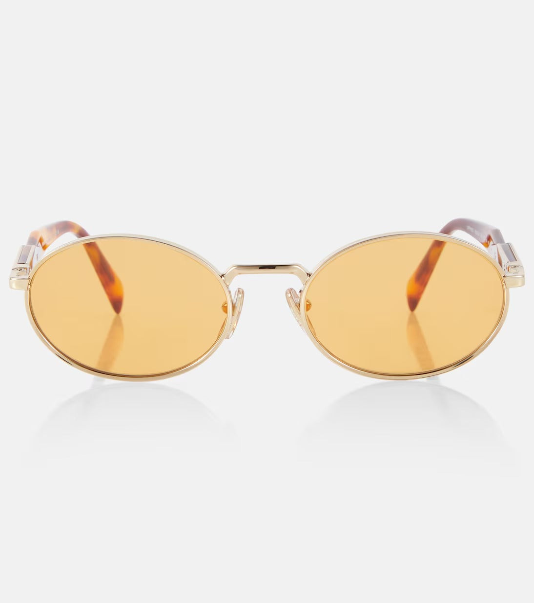 Prada Oval Sunglasses in Gold and Brown