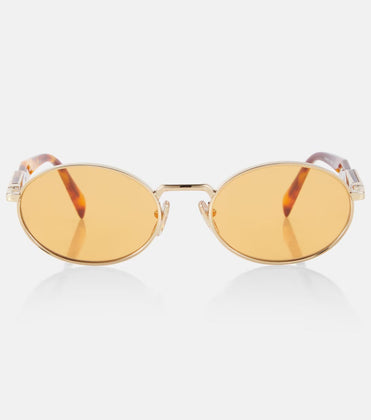 Prada Oval Sunglasses in Gold and Brown