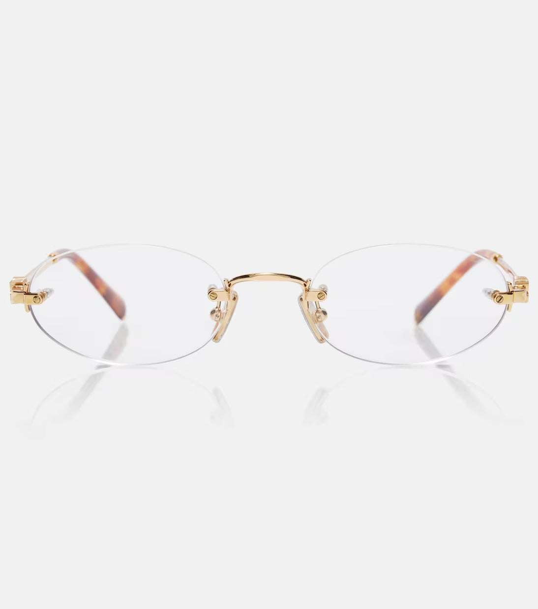 Miu Miu Oval Logo Rimless Glasses