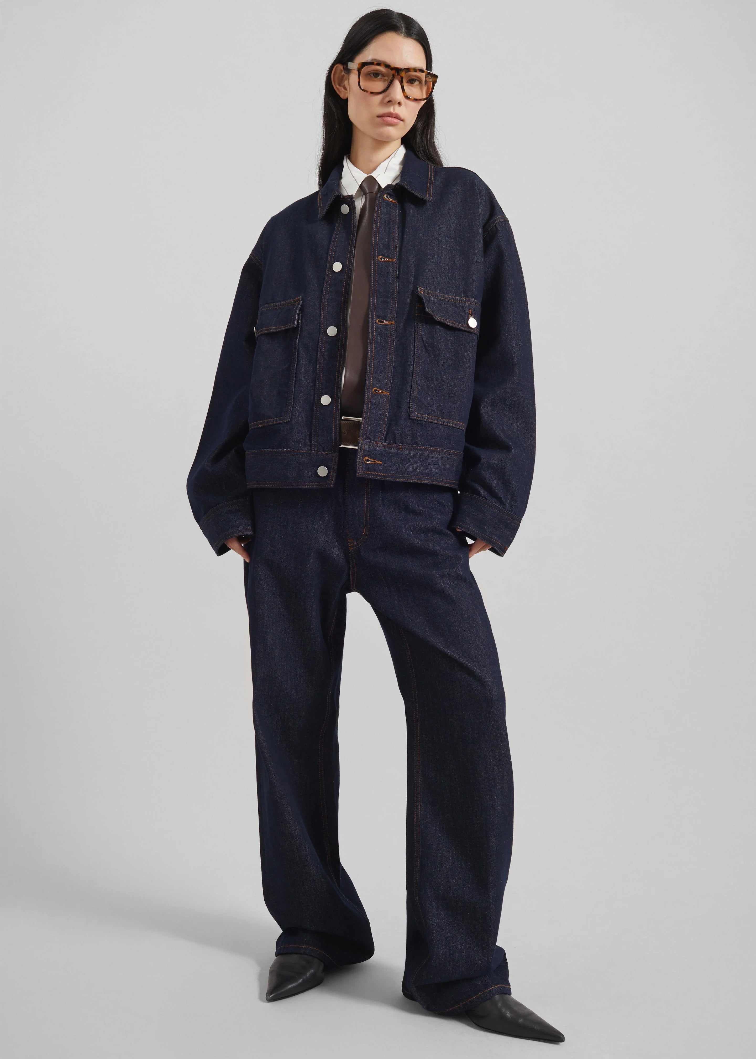 The Frankie Shop Belden Straight Leg Jeans Dark Wash