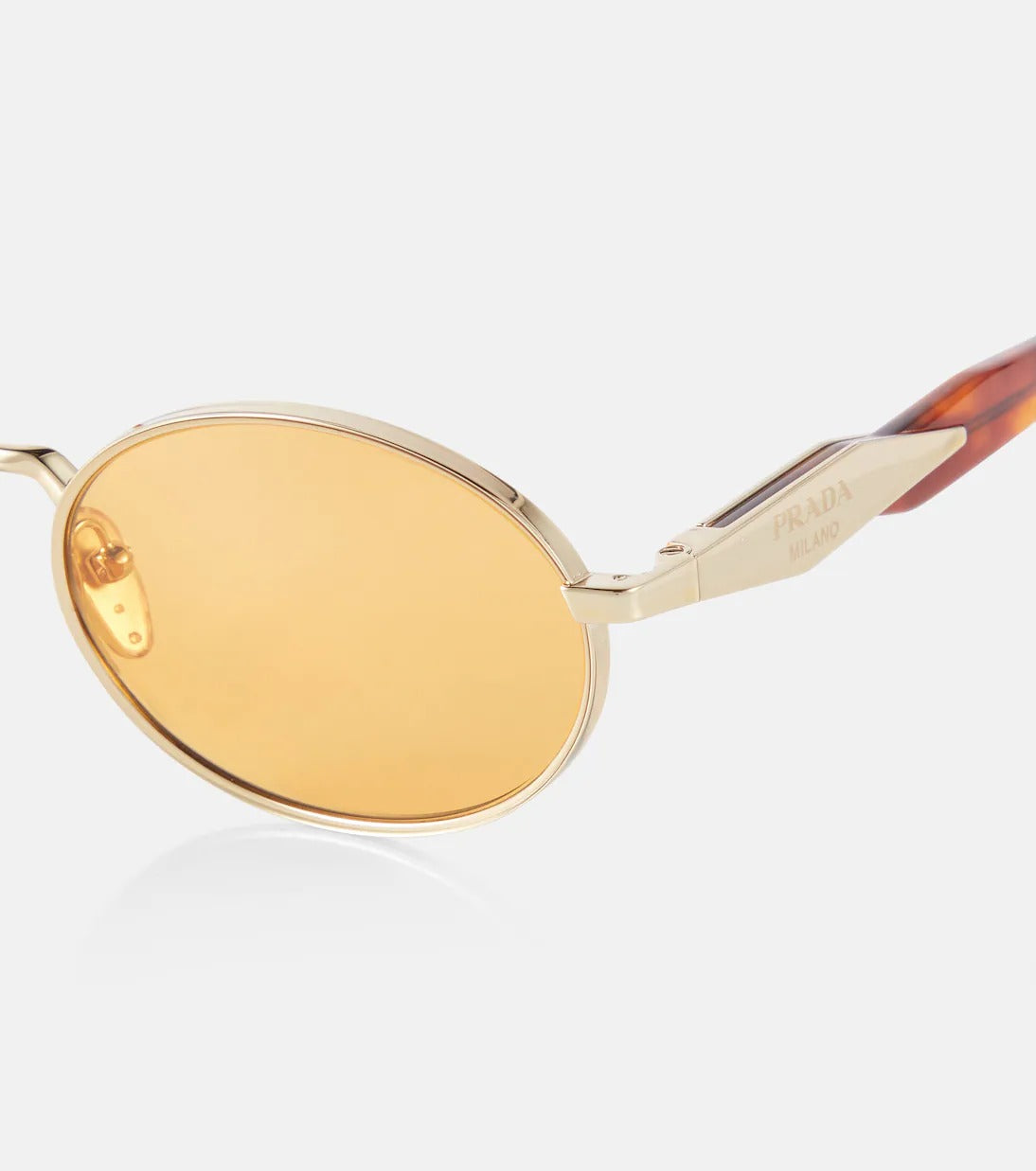 Prada Oval Sunglasses in Gold and Brown