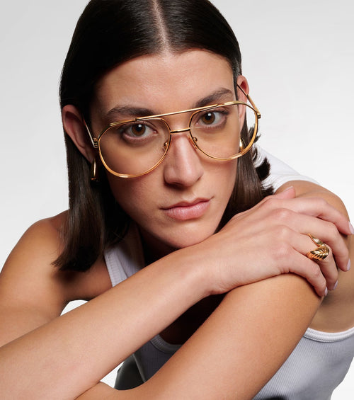 Bottega Veneta Light Ribbon Aviator Glasses in Gold